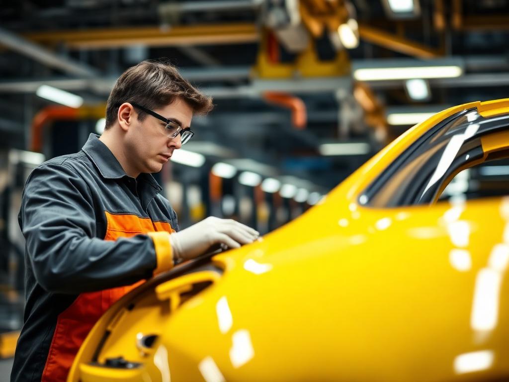 Automotive professionals wearing personal protective equipment
