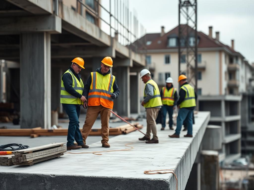 Construction professionals wearing personal protective equipment
